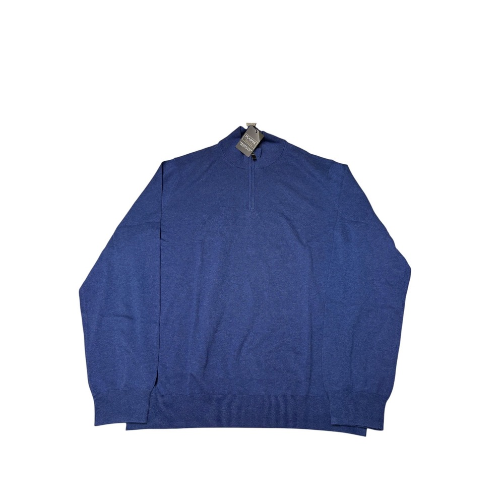 NWT Jos A Bank Traveler Sweater Mens 2XLT Blue Pima Cotton Quarter Zip J034403